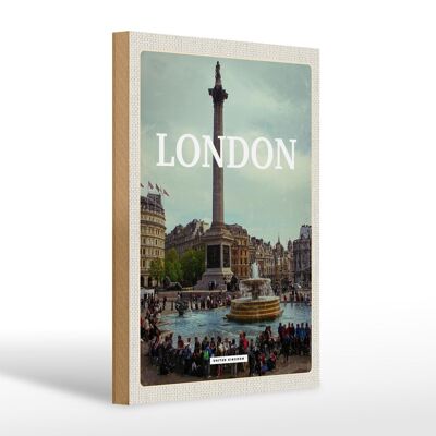 Holzschild Reise 20x30cm London England Brunnen Schild