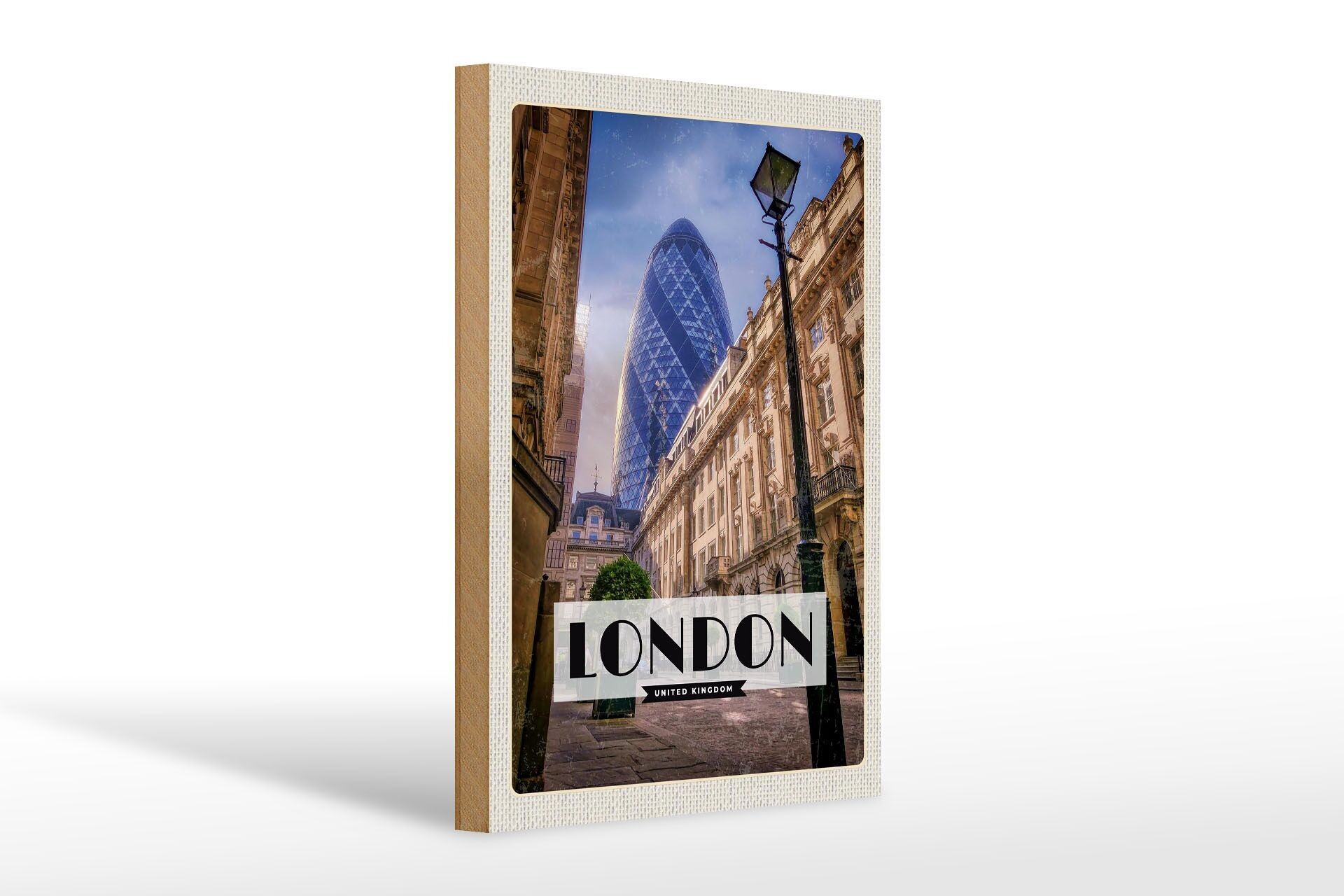 Cartel de madera de viaje 20x30cm Cartel del centro de la ciudad de Londres Inglaterra