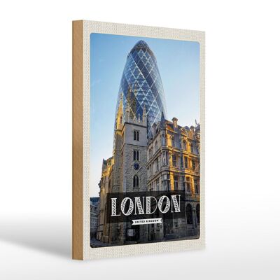 Panneau en bois voyage 20x30cm Architecture Londres Royaume-Uni