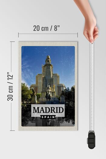Panneau en bois voyage 20x30cm Madrid Espagne panorama cheval 4