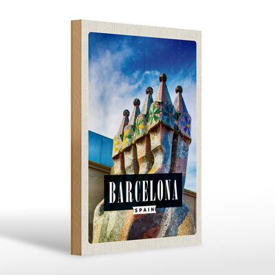 Holzschild Reise 20x30cm Barcelona Spanien Park Guell