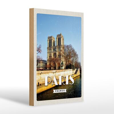 Targa in legno da viaggio 20x30 cm Parigi Francia Notre-Dame da viaggio
