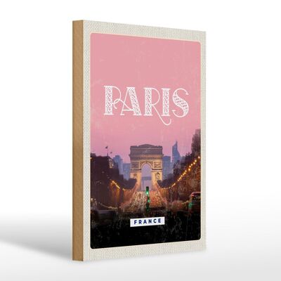 Panneau en bois voyage 20x30cm Paris France voyage architecture