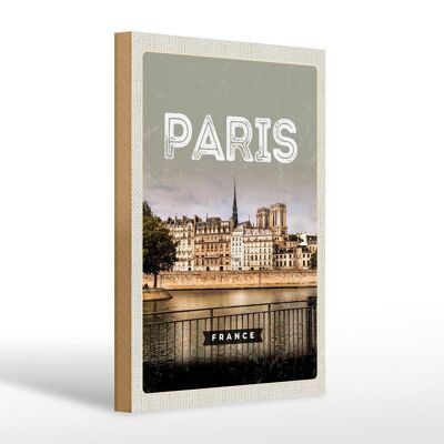Panneau en bois voyage 20x30cm Paris France architecture