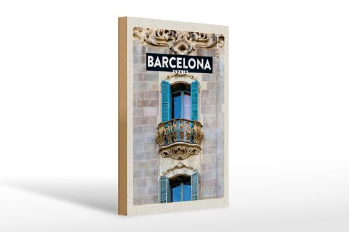 Holzschild Reise 20x30cm Barcelona Spanien Balkon Trip