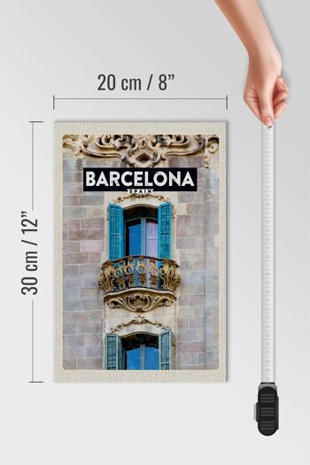 Panneau en bois voyage 20x30cm Barcelone Espagne Balcon Voyage 4