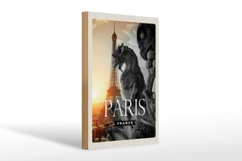 Panneau en bois voyage 20x30cm Paris France Tour Eiffel Dragon 1