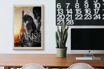 Panneau en bois voyage 20x30cm Paris France Tour Eiffel Dragon 3