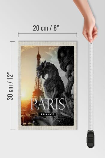 Panneau en bois voyage 20x30cm Paris France Tour Eiffel Dragon 4