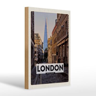 Cartel de madera viaje 20x30cm Londres Reino Unido centro de la ciudad destino de viaje viaje