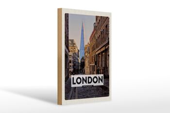 Panneau en bois voyage 20x30cm Londres UK centre ville voyage destination voyage 1