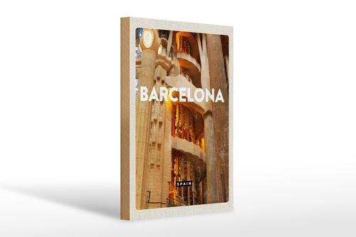Holzschild Reise 20x30cm Barcelona Spanien Mittelalter Bild