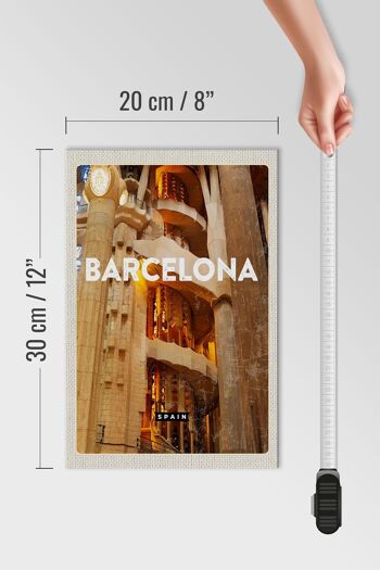 Panneau en bois voyage 20x30cm Barcelone Espagne Image médiévale 4