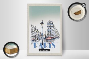 Panneau en bois voyage 20x30cm Paris France tableau d'art ville 2