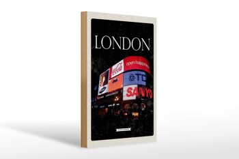 Panneau en bois voyage 20x30cm Londres Angleterre Piccadilly City Night 1