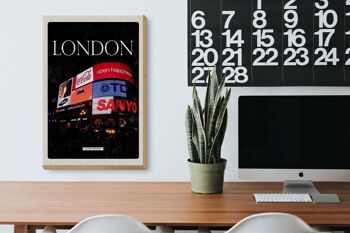 Panneau en bois voyage 20x30cm Londres Angleterre Piccadilly City Night 3