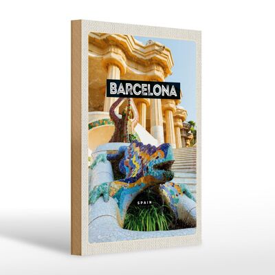 Cartello in legno da viaggio 20x30 cm Barcellona Spagna Park Trip