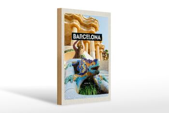 Panneau en bois voyage 20x30cm Barcelone Espagne Park Trip 1