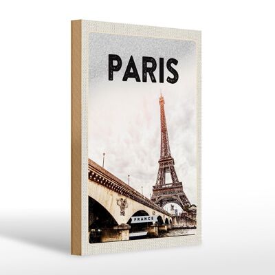 Wooden sign travel 20x30cm Paris France Eiffel Tower gift