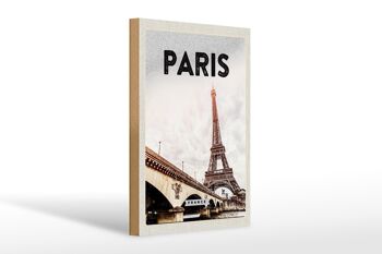 Panneau en bois voyage 20x30cm Paris France Tour Eiffel cadeau 1