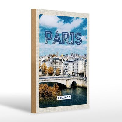 Panneau en bois voyage 20x30cm Paris France Trip City Vintage