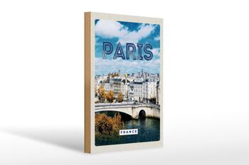 Panneau en bois voyage 20x30cm Paris France Trip City Vintage 1