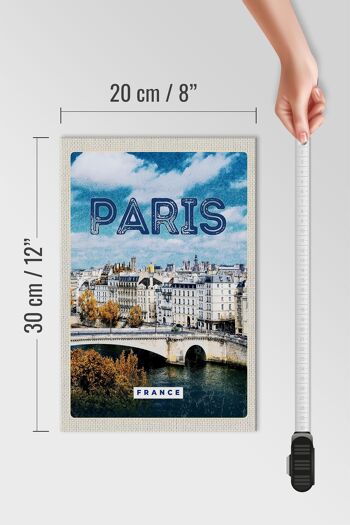 Panneau en bois voyage 20x30cm Paris France Trip City Vintage 4