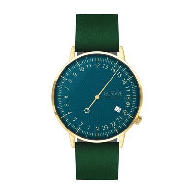 André Or & Bleu 24H Watch - Green Leather Strap