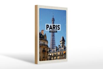 Panneau en bois voyage 20x30cm Paris Europe Tour Eiffel 1