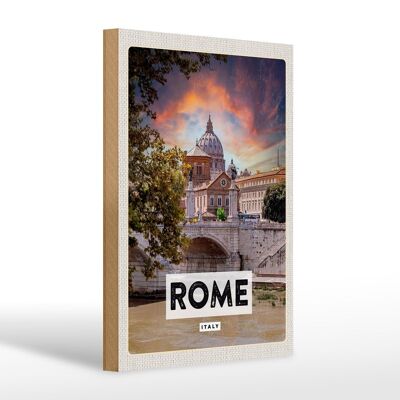 Panneau en bois voyage 20x30cm Cathédrale fluviale de Rome Italie