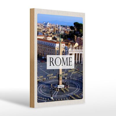 Panneau en bois voyage 20x30cm Rome Italie Place Saint-Pierre vacances