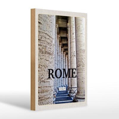 Cartello in legno da viaggio 20x30 cm Roma Italia Edificio medievale