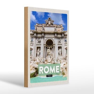 Wooden sign travel 20x30cm Rome Italy Trevi Fountain fountain