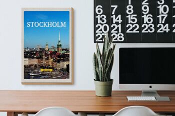 Panneau en bois voyage 20x30cm, panneau de vue d'ensemble de la vieille ville de Stockholm, Suède 3