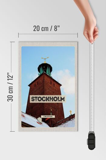 Panneau en bois voyage 20x30cm Stockholm Suède voyage dans la neige 4