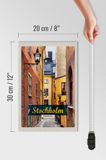 Panneau en bois voyage 20x30cm Stockholm Suède ruelle de la vieille ville 4