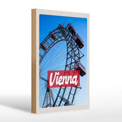 Cartello in legno da viaggio 20x30 cm Vienna Austria Prater viaggio di vacanza