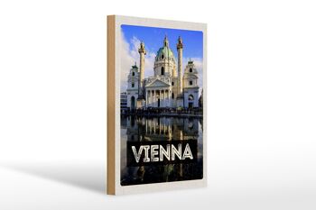 Panneau en bois voyage 20x30cm Vienne Autriche Karlskirche voyage 1