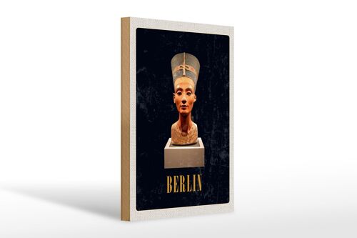 Holzschild Reise 20x30cm Berlin DE Museum Nefertiti Bust