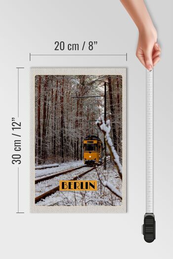 Panneau en bois voyage 20x30cm Berlin Allemagne voyage dans la neige 4