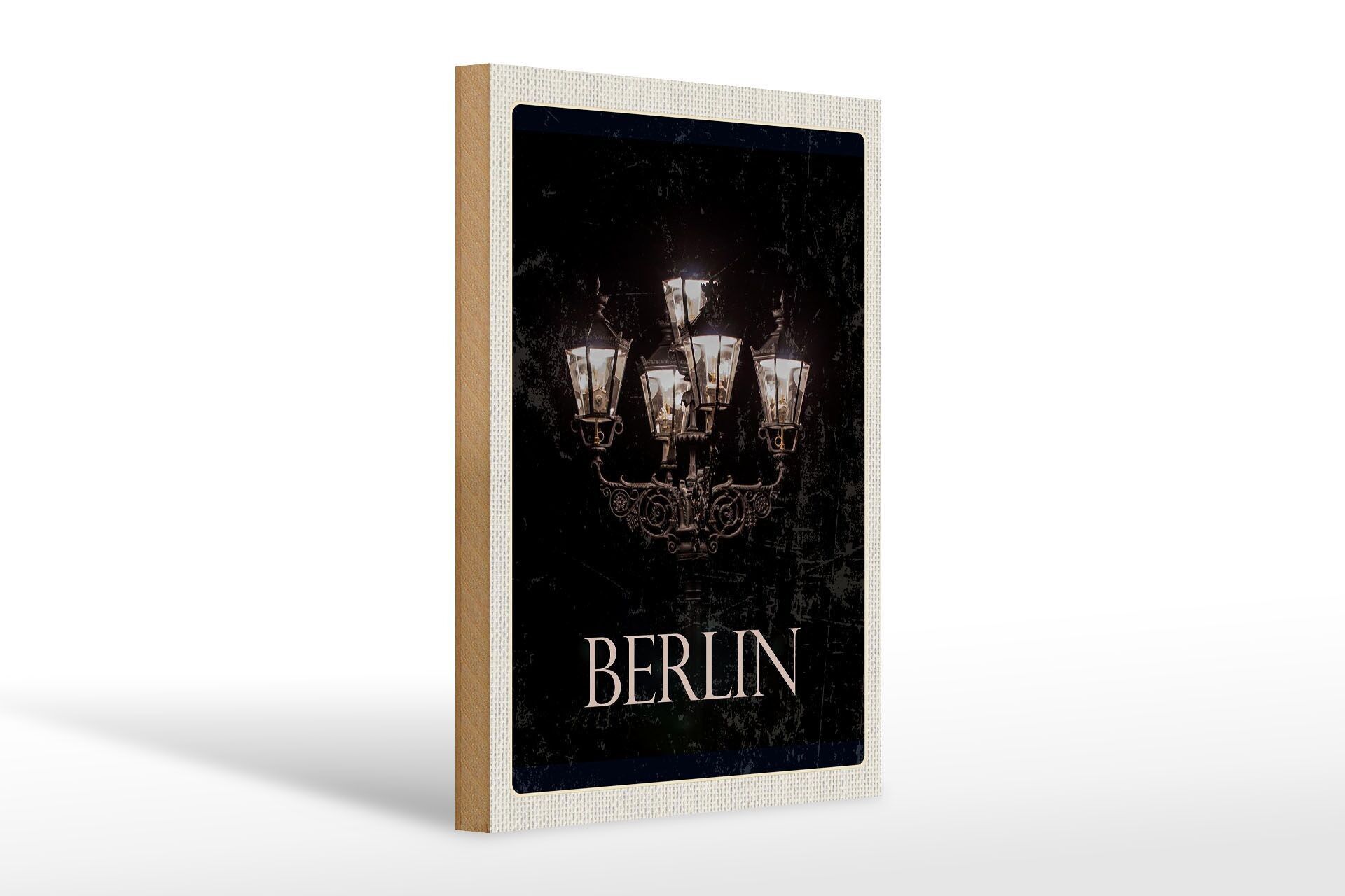 Cartello in legno da viaggio 20x30 cm Berlino Germania bianco nero