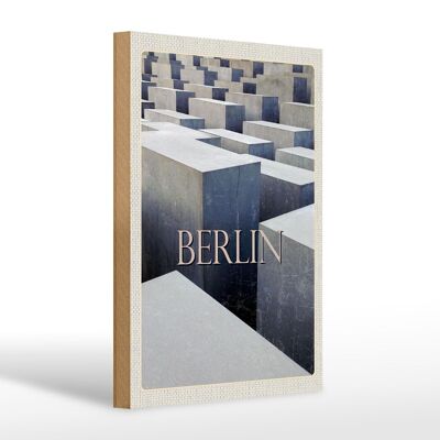 Cartello in legno da viaggio 20x30 cm Berlino Germania Viaggio di viaggio antico