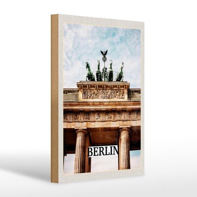 Holzschild Reise 20x30cm Berlin Deutschland Brandenburger Tor