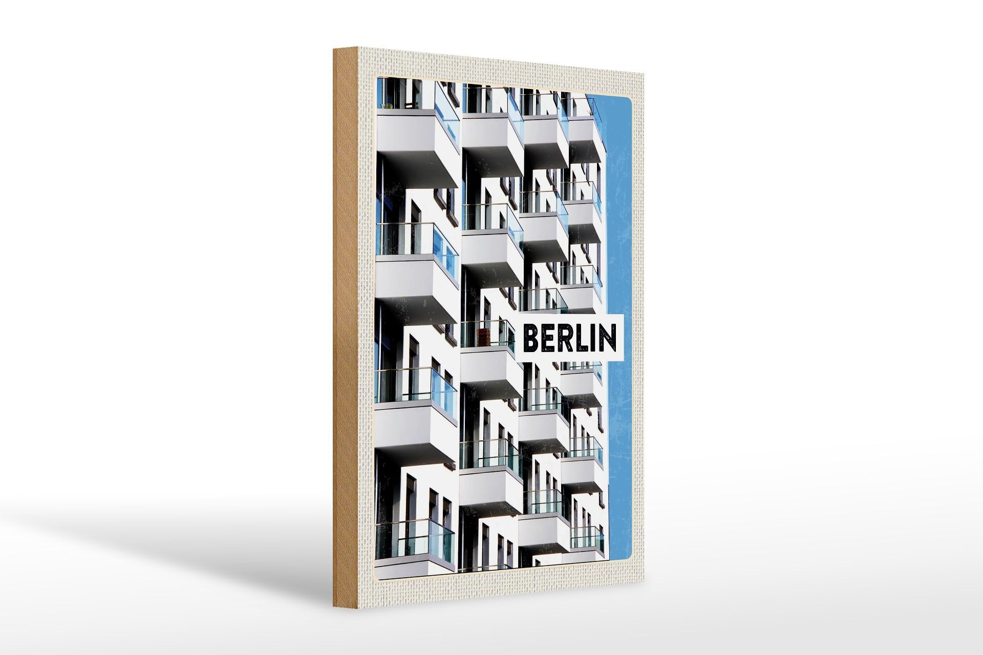 Cartello in legno da viaggio 20x30 cm Berlino Germania Nuovo edificio Viaggio