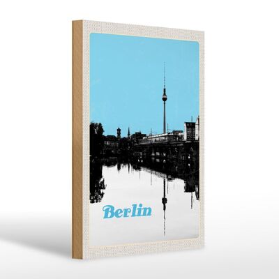 Panneau en bois voyage 20x30cm Berlin Allemagne destination de voyage fluviale