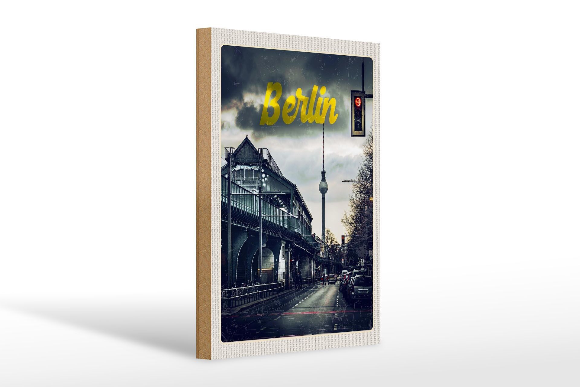 Wooden sign travel 20x30cm Berlin Germany Middle Ages