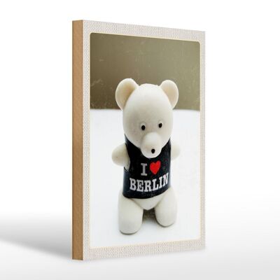 Cartel de madera viaje 20x30cm Berlín Alemania oso polar Knut