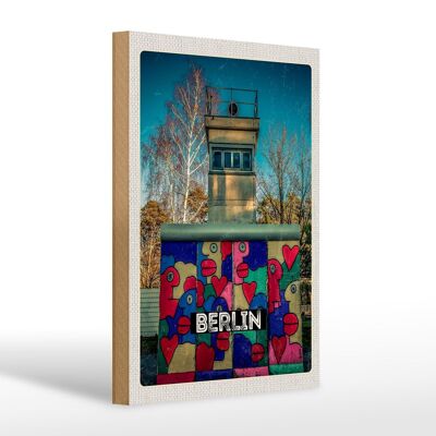 Cartel de madera viaje 20x30cm Berlín Alemania cuadro colorido