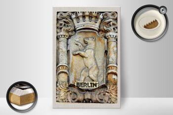 Panneau en bois voyage 20x30cm Berlin Allemagne sculpture armoiries 2