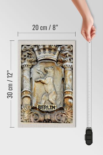 Panneau en bois voyage 20x30cm Berlin Allemagne sculpture armoiries 4